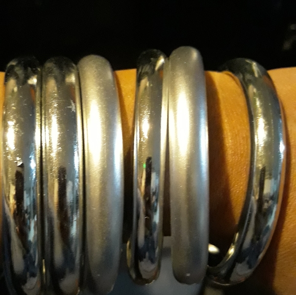 Stackable chrome Bangles. SOLD OUT - Picture 2 of 3